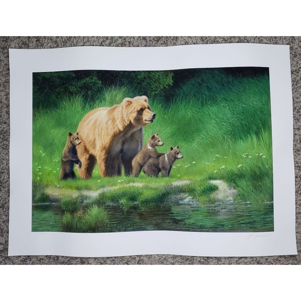 Pat McManus Grizzly Bear Mom Cubs Art Print Numbered Signed Limited Edition